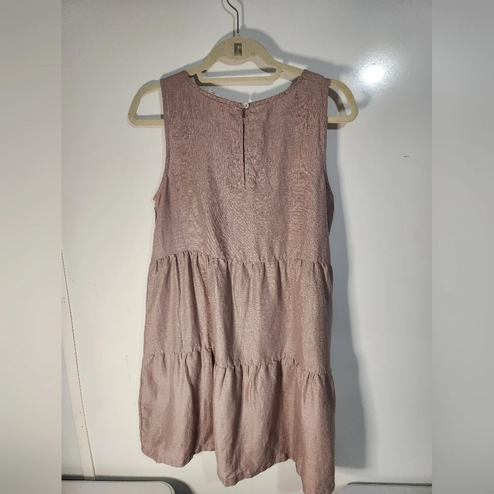 C&C Sleeveless Linen Tiered Dress in Mauve, Size Small - Picture 3 of 5